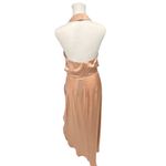 Elliott Lambent Halter silky fabric, cowl neck, asymmetrically draped skirt A29 Tan Size L Photo 1