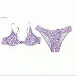 FLORAL LILAC TWO PIECE DEEP PLUNGE BIKINI TOP HIGH WAISTED BOTTOMS WOMENS MEDIUM Purple Photo 1