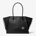 Michael Kors MICHAEL Avril Extra-Large Leather Top-Zip Tote Bag black gold Photo 0