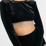 Bershka Black Velvet Top With Diamonds Photo 0