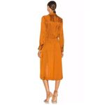 Brochu Walker  Madsen Turmeric Copper Brown Orange Satin Front Tie Midi Dress Photo 14