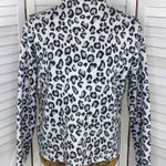 Cynthia Rowley Leopard Print Mock Neck Sweater White Silver Small Cropped Photo 0