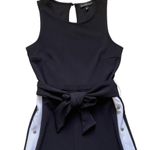 Derek Heart Black Jumpsuit Women’s Size M Side White Stripe Belted Sleeves Photo 3