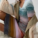 Anthropologie  Space-Dyed Knit Midi Dress Size XL Scoop Neck Short Sleeve Pastel Photo 8