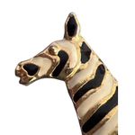 Vintage Gold Tone Zebra Brooch Pin Black White Enamel Zoo Animal Safari 1.5" Photo 1