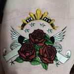 EuroCentra 7 EU38 Fleece Lined Faux Suede Boots Embroidered Roses Red on Pink Photo 2