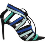 ZARA Blue, Black & Green Caged Lace Up Gladiator Heels Photo 0