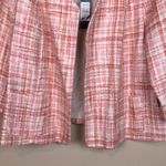 Talbots NWT  Woman Petites 20WP Tweed Knit Pink White Open Front Cardigan Jacket Photo 2