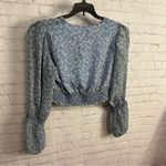 Storia New blue floral cottagecore cropped blouse Medium boho hippie chic Photo 1