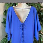 White House | Black Market WHBM Lace-Up Back Kimono Blouse in Ultramarine size xs EUC Photo 7