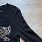 Alice + Olivia Bethela Cat Beaded Embroidered 100% Wool Black Sweater Size M Photo 6