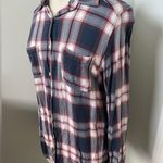 Mossimo Boyfriend Fit Long Sleeve Plaid Button Up Small Blue Photo 1