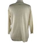 Covington  Size L Gold Metallic 3/4 Sleeve Crew Neck Sweater Cream Textured Front Photo 4