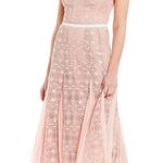 Gianni Bini  0 pink lace inset chiffon sleeveless midi dress belt bridesmaid Photo 12