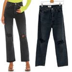 AGOLDE 90s Pinch Waist Jeans Howl Wash Distressed Cotton Denim Black Size 27 Photo 1