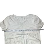 Talbots White Short Sleeve V Neck Crochet Collar Shirt Top Blouse Cotton tee Photo 4