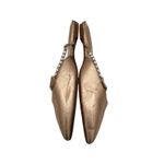 Rene Caovilla Rose Metallic Leather Flat Mules Faux Pearls Sz 38 Designer Chic Pink Photo 7
