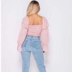 NWT Parisian Off Shoulder Ruched Sheer Top Womens 4 Black Romantic Coquette Pink Photo 6