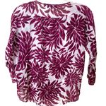Loft Ann Taylor Dahlia Lightweight Blouse Winter Berry Floral XS Petite EUC Photo 5