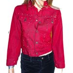 Vintage Put on Shop Burgundy Crystals Jean Jacket 14 XS Photo 0