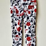 Time & Tru NWOT XS Casual Pants Jean Jeggings Leggings White Floral Red Blue Photo 4