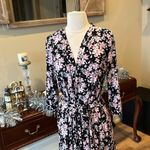 Romantic Silky Robe Black Floral Photo 3