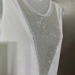 White Rhine Stone Dress Size L Photo 2