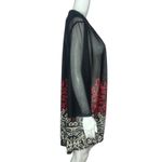 Chico's Jacket Womens XL Black Red Colorblock Scroll Travelers Topper Sheer Tunic Photo 1