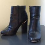 Kurt Geiger Carvela Black Side Zip Gold Metal Trim Block Heel Boots $245 EUC 6 Photo 1
