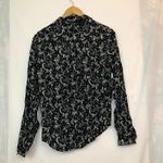 Paige Black Blue White Paisley Print Long Sleeve Lightweight Rayon Button Down Photo 6