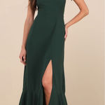 Lulus  Summer Invite Emerald Green Tie-Strap Tiered Midi
Dress Photo 0