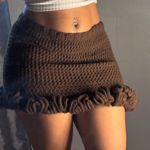 Crochet skirt with ruffles Brown Photo 0
