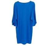 Ralph Lauren Lauren Dress Womens Sz XL Blue V-Neck Shift With Tie Split Sleeves Photo 2