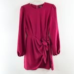 Lulus  Believe It or Knot Long Sleeve Tie-Front Skater Dress Wine Red Small Photo 3