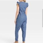The Nines By Hatch Button Chambray Denim Jumpsuit Maternity Women’s‎ Size Small Blue Photo 2