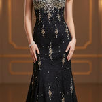 Mori Lee  Black Lace Crystal Embellished Size 4 Strapless Formal Prom Gown Photo 0