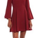 H by Halston Bell Sleeve Dress Burgundy Red Size 12 Photo 0