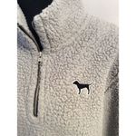 PINK Victoria's Secret Gray Sherpa 1/4 Zip Up Teddy Jacket Size Small S Photo 4