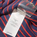 CLOSED Navy and Red Striped Silk Blend Button Photo 5