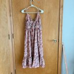 Storia  Floral Ruffle Midi Dress Pink Blush Tie Front Boho Maxi Small Photo 1