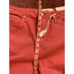 Just Black Denim Coral Pink High Rise Flare Jeans Raw Hem Size 29 Photo 7