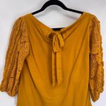 Anthropologie Top Womens S Marigold Yellow Cotton Crochet Sleeves Boho Country Photo 5