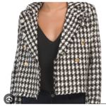 House of Harlow 1960 Houndstooth‎ Tweed Double Breast Cropped Blazer Jacket Wool Black Photo 0