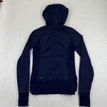 Lululemon  Reversible Navy Blue Hooded Zip Up Athletic Jacket Thumbholes Size 10 Photo 10