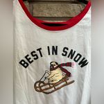 Old Navy Best In Snow Pug Dog Ringer Tshirt White Red XXL Photo 2