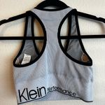 Calvin Klein  Women's Pinstripe Sports Bra - Black and White Photo 2
