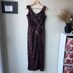 Rene Ruiz Gown Burgundy‎ Off the Shoulder Sequin Cocktail Formal Maxi Dress Sz 4 Pink Photo 2