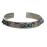 Turquoise Jewelry Set Western Necklace & Bracelet Silver Tone Adjustable New Photo 4