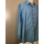 Jill McGowan Shirt Womens Medium Blue Teal Button Down Long Sleeve Tunic Top Photo 1