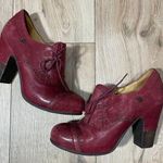 Gold Button Leather Heels Size 8 39 Burgundy Wingtip Booties Photo 0